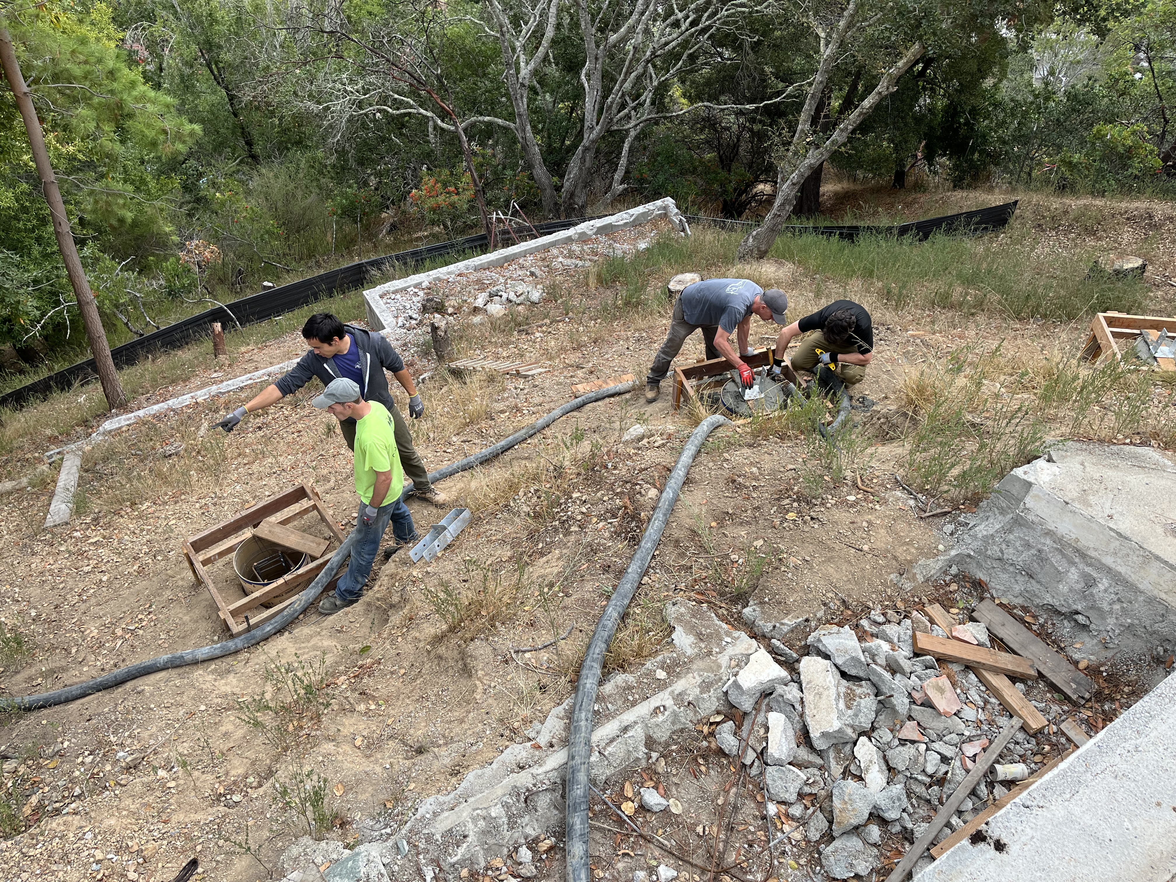 Team inspecting construction site